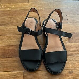 Madewell Black Leather Chunky Sandals